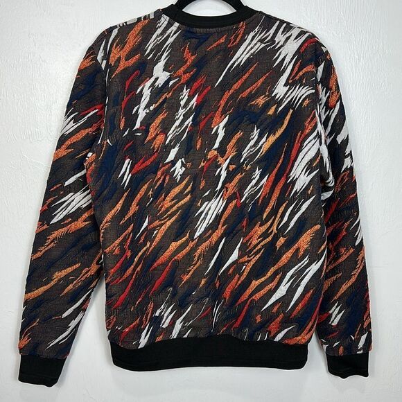 Zara Vintage Crewneck Sweater Pullover With Bold Tiger Flames Design Size M - Picture 5 of 9